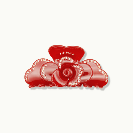 FLOWER CLIP IN BURGUNDY